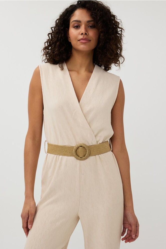 JUMPSUIT FANCY CRINKLE SP25 30018 168 light sand